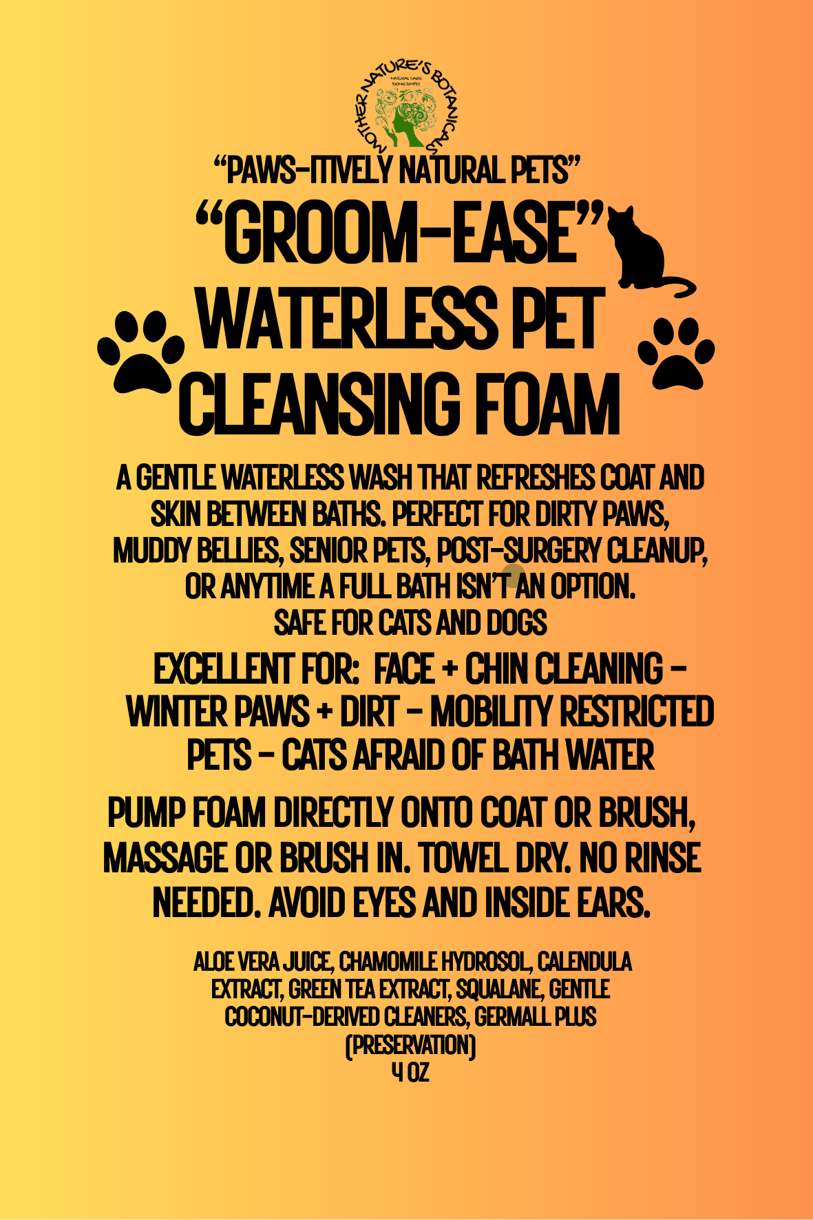 Groom Ease - Botanical Waterless Cleansing Foam (Cats and Dogs)